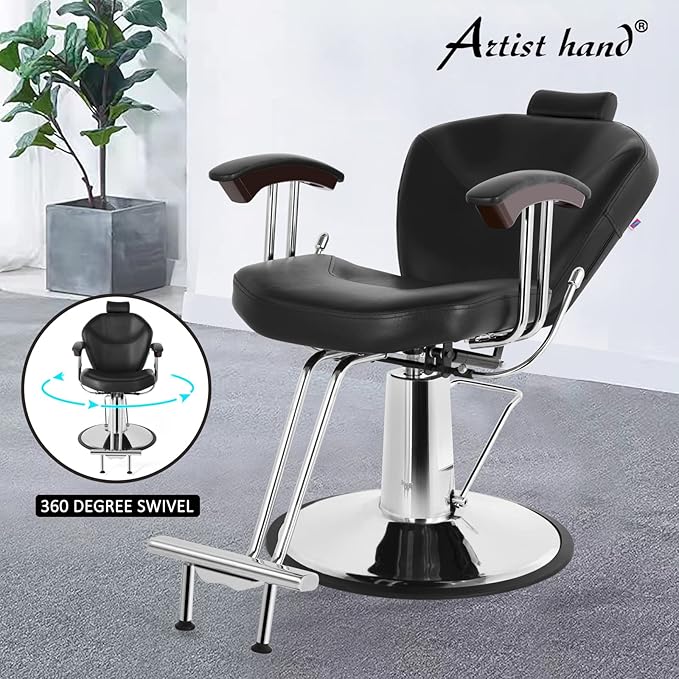 Artist hand Stylist Chairs for Salon All Purpose Barber Chair Reclining Salon Chair, Both Sides Levers for Left-Handed