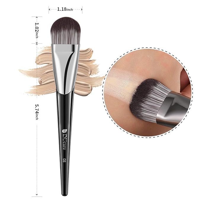DUcare Flat Foundation Brush for Liquid Makeup, Premium Synthetic Hair Concealer/Kabuki Makeup Brush, Dense Bristles Design, Multi-Purpose Face Brushes for Liquid/Cream/Facial Mask