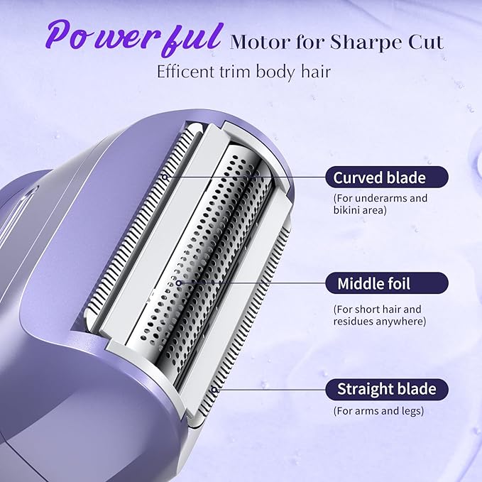 Electric Razors for Women, Womens Electric Leg Shaver Cordless Shaver for Women Painless Facial Hair Removal for Arms, Underarms, Bikini Trimmer, Portable & Safe, Wet & Dry Use Razor