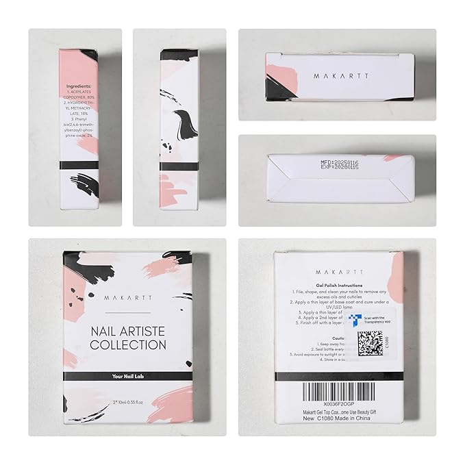 Makartt Gel Top Coat - 2 PCS No Wipe Top Coat Gel Nail Polish High Glossy Shine Finish Long Lasting, 10ML Clear Soak Off UV Nail Lamp, Salon Quality Art Design for Home Use Beauty Gift