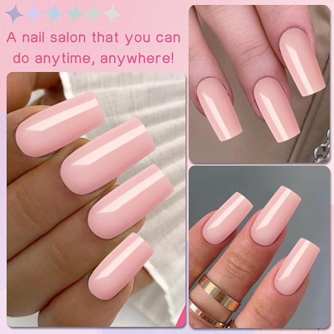 LuckForever 240pc Square Press on Nails Long Fake Nails Glue on Press on Nails Square Nail Tips Full Cover Nude Acrylic Nails Press ons Nail False Fingernail with Glue Adhesive Tabs for Women Girls