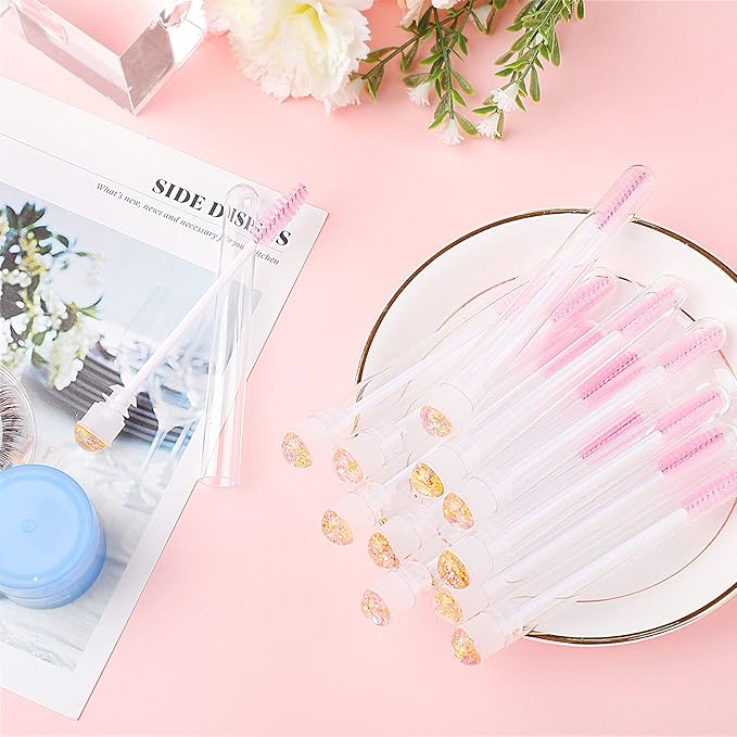 20pcs Eyelash brush Lash Wand Makeup tool Eyelash Extension supplies Cleaning brush Diamond Mascara foil pink