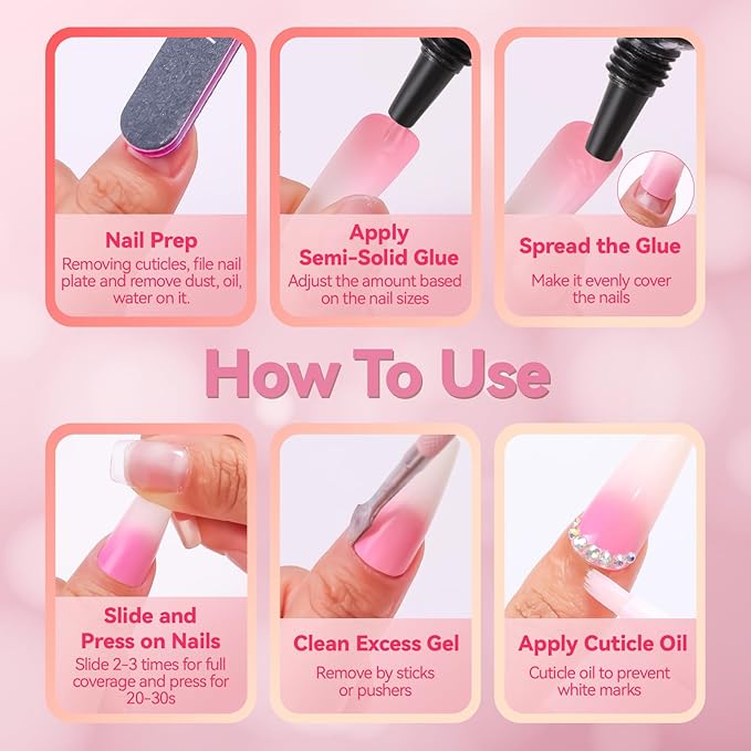 Makartt New Super Strong Semi Solid Nail Glue, Upgraded Hema-Free Nail Glue for Press On Nails, No UV/Led Lamp Needed, Quick Drying 20s, Fake Tips Adhesion, Nail Glues DIY Home Salon Manicure 10ml