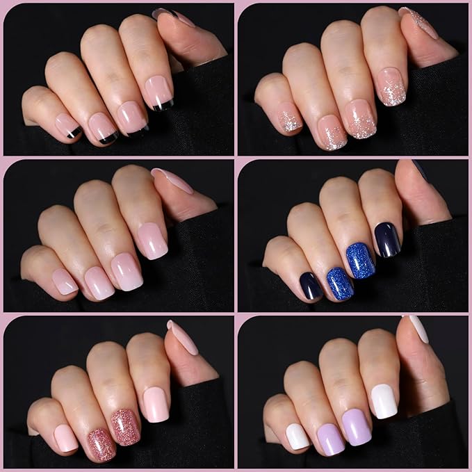 FANDAMEI Press on Nails, 24 Colors 576PCS Short Press on Nails, Cat Eye Nails Short Round. Glossy Glitter Nails Press On French Tip, Natural Fit Lightweight for Christmas Nail Art