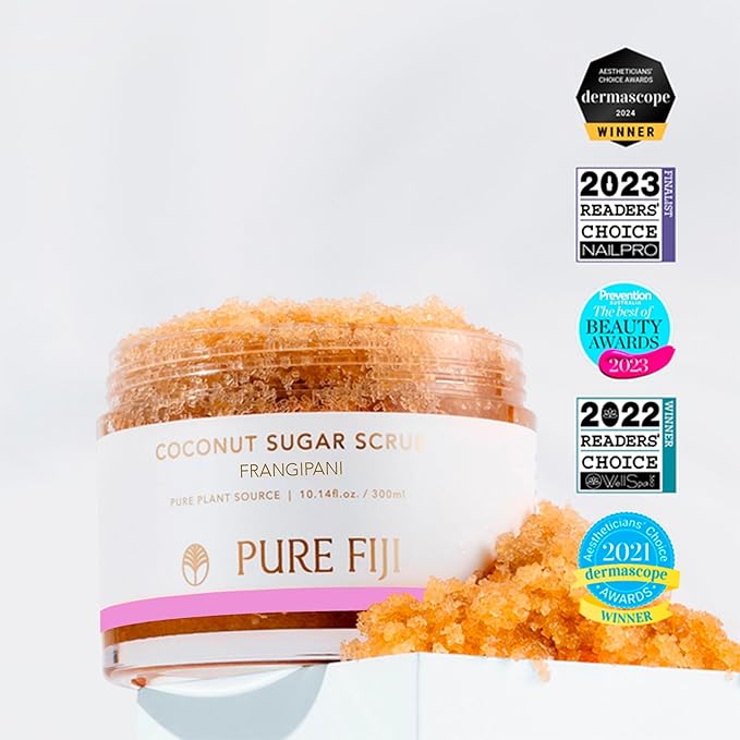 Pure Fiji Coconut Sugar Body Scrub, Frangipani (10.14 Oz /300ml)