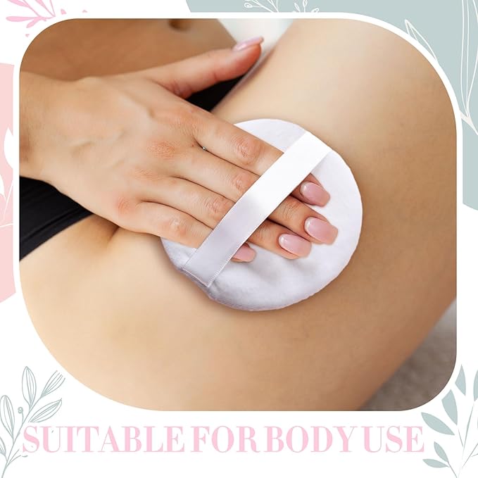 16 Pcs 4 Inch Large Washable Powder Puff for Body Round Loose Soft Velour Powder Puff,white