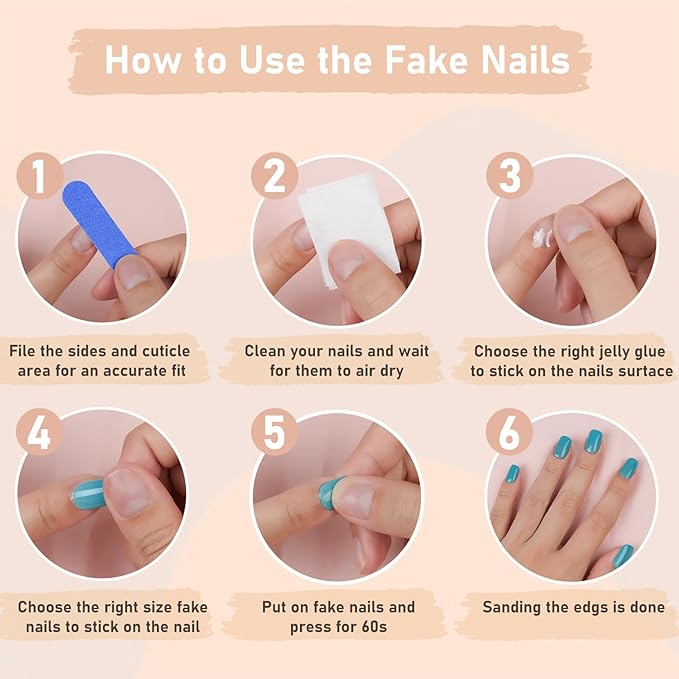 Cat Eye Press On Nails- Jofay Fashion Press On Nails Christmas Almond for Gifts, Nude Short Stick On Nails with Glue, Glossy Reusable Nail Tips in 16 Sizes - 32 Soft Gel Fake Nails Kit, Nude Cat Eye