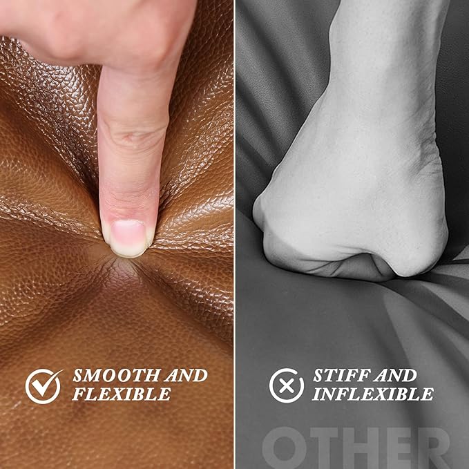 Leather Ottoman,Handmade Stuffed Square Ottoman,Genuine Leather Pouf, Foot Rest Pouf,Comfortable Soft Seating for Living Room & Bedroom (Brown, Square)