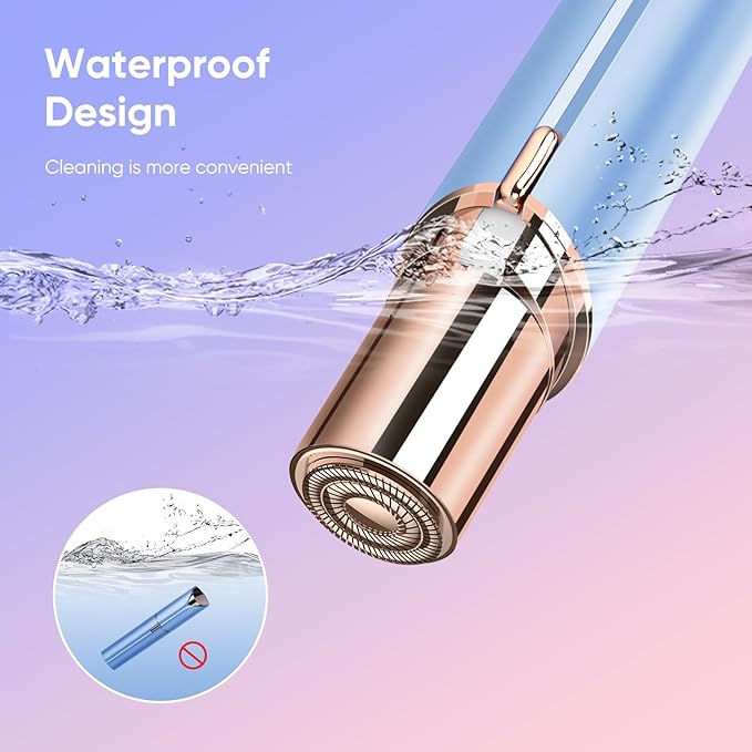 Facial Hair Remover for Women- as Seen on TV Painless Face Shaver -Mini Hair Remover, Electric Razor Shaver Portable Bikini Epilator for Lips, Chin, Armpit, Peach Fuzz, Fingers, Neck, Cheek(Blue)