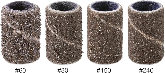 PANA 100 Pieces Nail Sanding Bands Professional Nail Manicure Great Fit for Nail Drill Bits for Acrylic Nails (60 Grit, Brown)