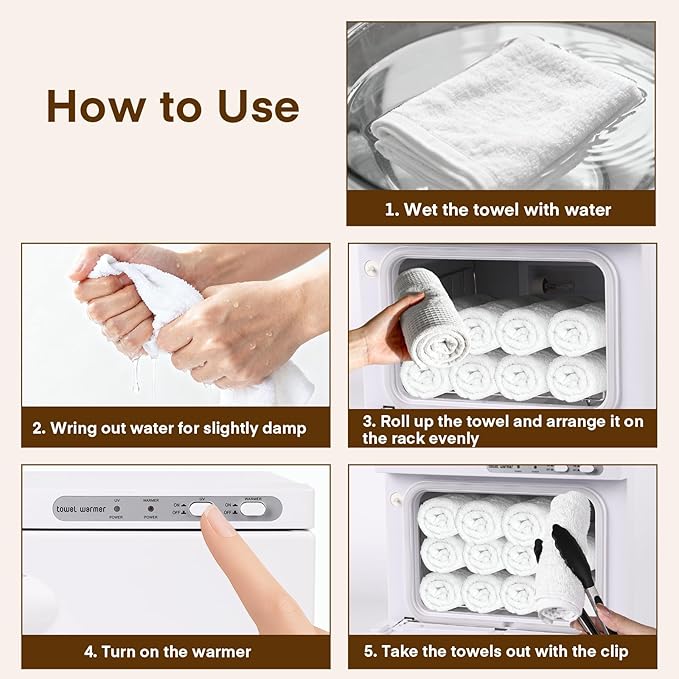 Hot Towel Cabinet, Yofuly 8L White Towel Heater with Clip, Professional Small Towel Warmer Machine for Facials SPA Nail Salon Barber Esthetician