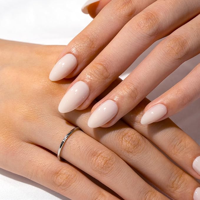 Curvlife Soft Gel Press on Nails, 30Pcs 15 Sizes Nail Tips, Full Cover White Almond Design Reusable Gel Nails Kit with Glue and Adhesive Tabs