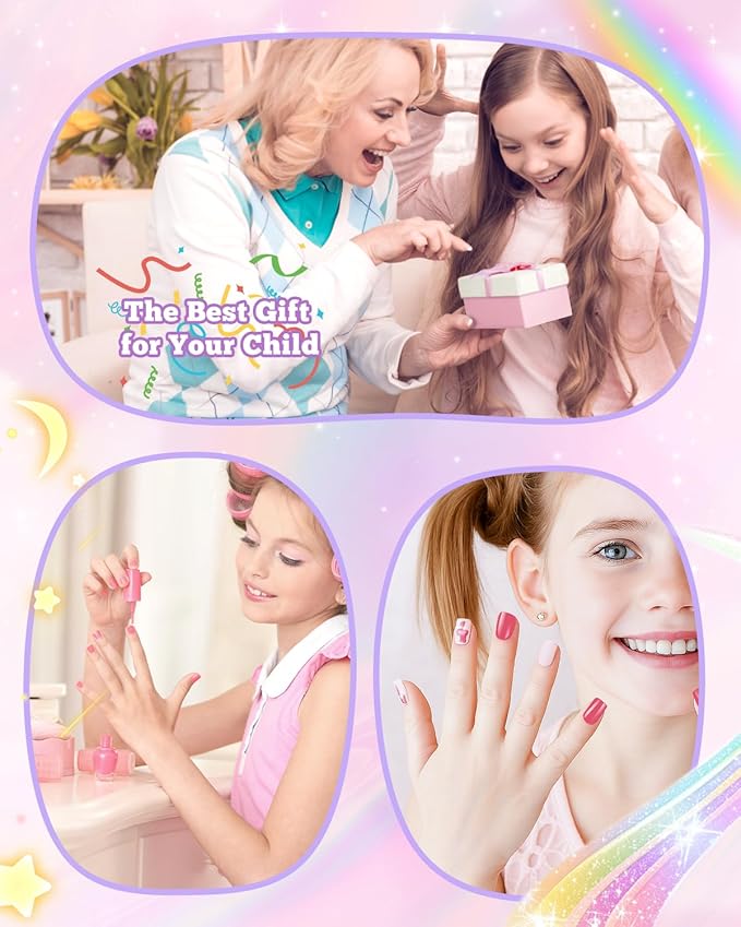 krofaue Kids Nail Tips with Handle - 240Pcs Soft Gel Press on Nails for Girls & Children for Easy DIY Nail Tips Art, 12 Sizes Fingernail Decoration