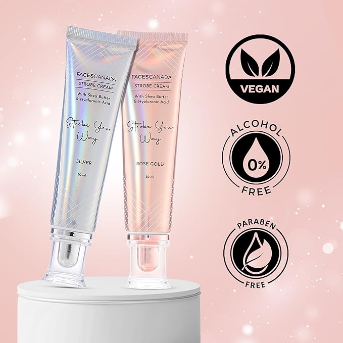 Strobe Cream - Rose Gold | with Shea Butter & Hyaluronic Acid | Hydrating & Illuminating Makeup | for Radiant Dewy Skin | 1.01 Fl Oz (30ml)