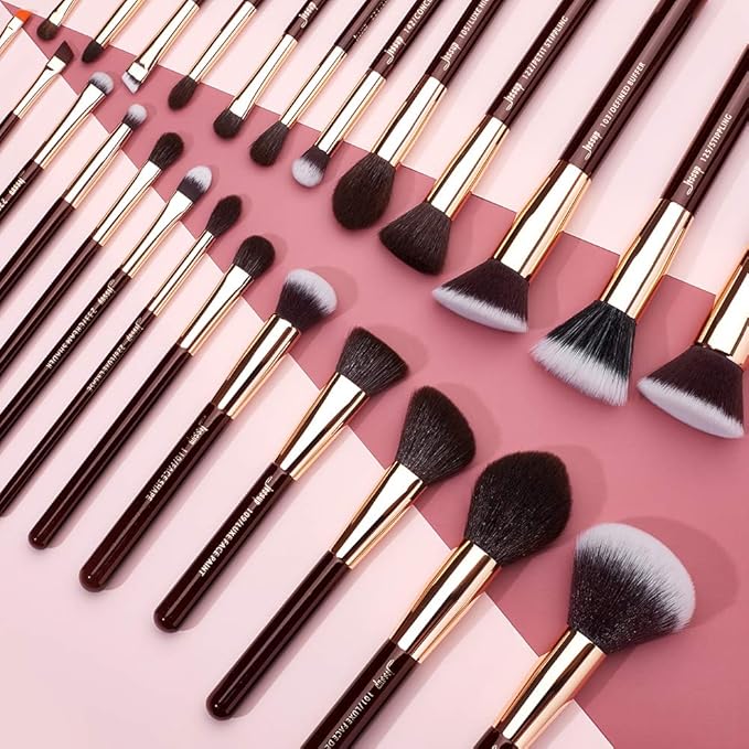 Jessup Makeup Brushes Set Professional, 25PCS Premium Natural Powder Foundation Eyeshadow Blending Concealer Blusher Highlight Labeled Brushes, T280