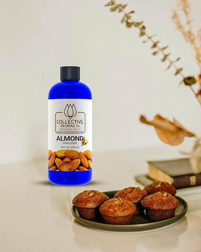 Almond Emulsion for Baking β Natural Flavoring Blend for Cookies, Cakes, Ice Cream, Smoothies, Beverages & More β 16 fl oz Kosher, Pure Almond Emulsion by Collective Aromas Co.
