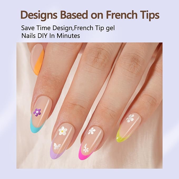 Misssix French Gel Nail Tips, 150Pcs French Tip Press on Nails Medium Almond, No Need to File Tips Pre-lasting, Fake Nails for Nail Art DIY 15 Sizes