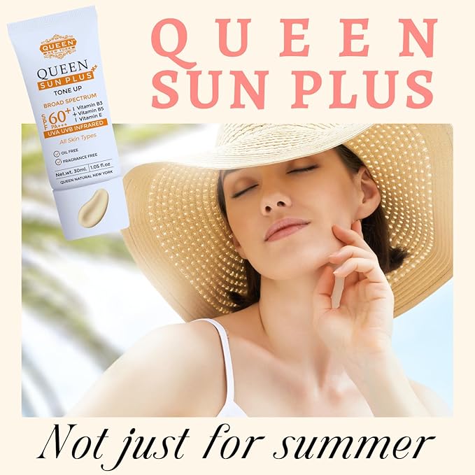 QUEEN AM GLOW | TINTED Sunscreen SPF 60 PA+++Primer-Anti Aging, Face Moisturizer- Vitamin B3, B5, E-fragrance free by QUEEN NATURAL NEW YORK (03-Neutral Tan)