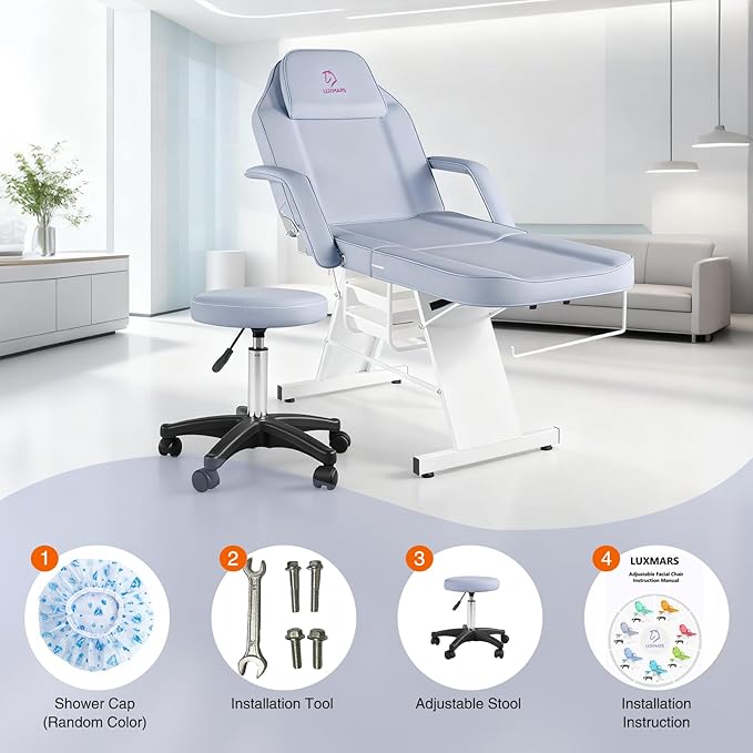 Facial Chair Massage Table 73in 3-Section Multipurpose Massage Bed Professional Tattoo Table Salon Spa Equipment for Facial Spa Beauty Spa Salon Equipment-Purple