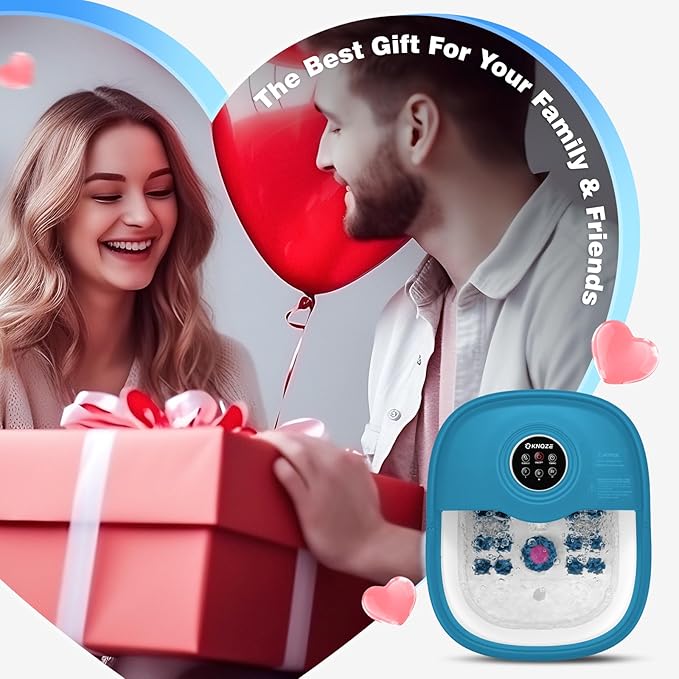 Collapsible Foot Spa with Heat, Remote Control, Temperature Control, Bubbles, Pumice Stone, Red Light, Timer, 16 Massage Roller Pedicure Foot Bath Tub Foot Soaker for Relaxation & Stress Relief