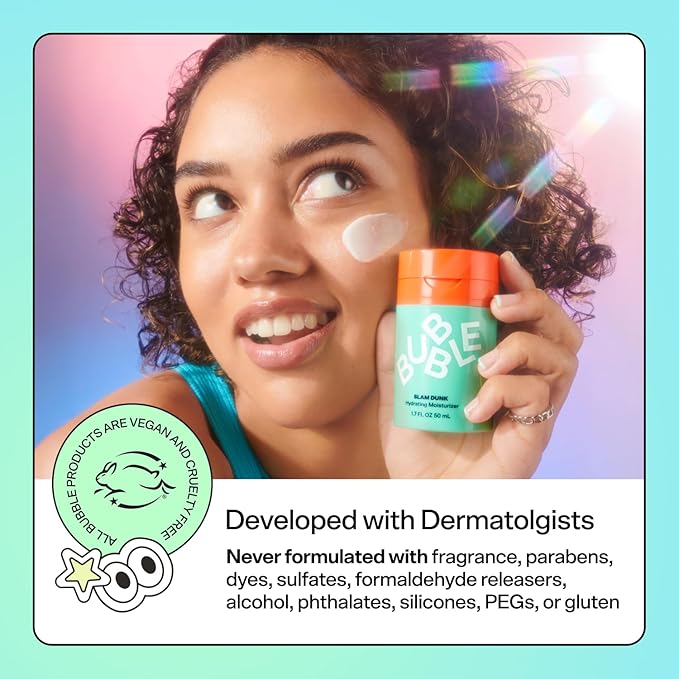 Bubble Skincare Drink Up Duo Dewy Skin Care Set - Travel Size Gift Set Includes Water Slide Hyaluronic Acid Serum & Slam Dunk Face Moisturizer - Promotes Healthy, Hydrated Skin (2 Count)