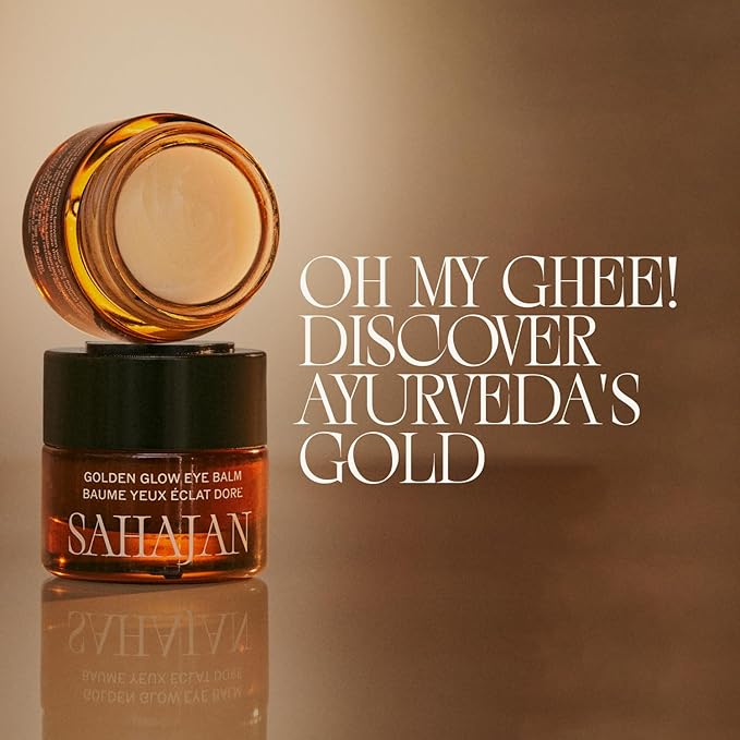 Sahajan Golden Glow Eye Balm with Ghee + Centella | Clinically-Proven Clean Ayurvedic Rich Eye Cream | Visibly Softens, Moisturizes, Smooths, Firms, Tightens | 0.5 fl oz