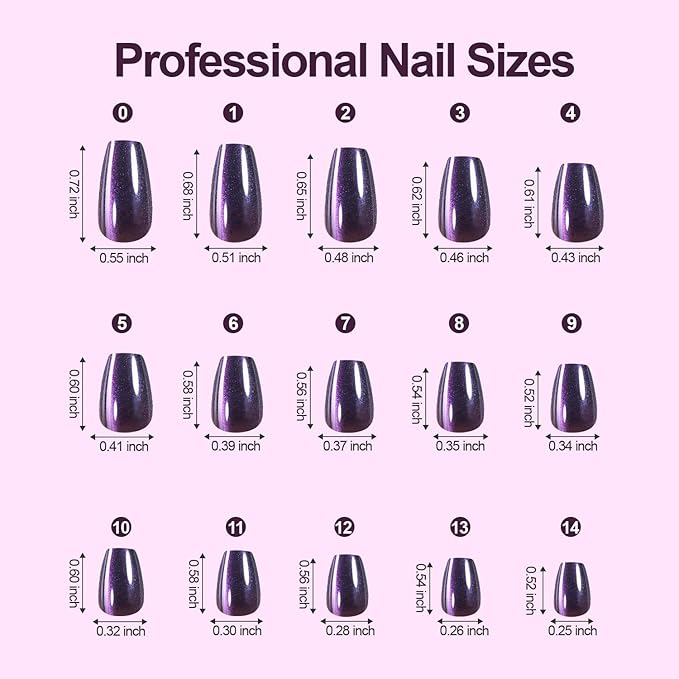 Cat Eye Press on Nails, 300Pcs Short Coffin Cat Eye Nail Tips, Glossy Glitter Soft Gel Fake Nails for Women and Girls Stick On Nails in 15 Sizes