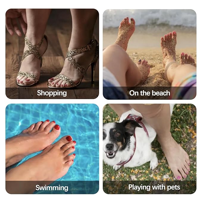 Vansiho Red French Tips Press on Toenails Short, Toenail Press on Square for Women, Soft Gel Fake Toenails, Acrylic Nails Soak off Toenail Home DIY 15 Sizes