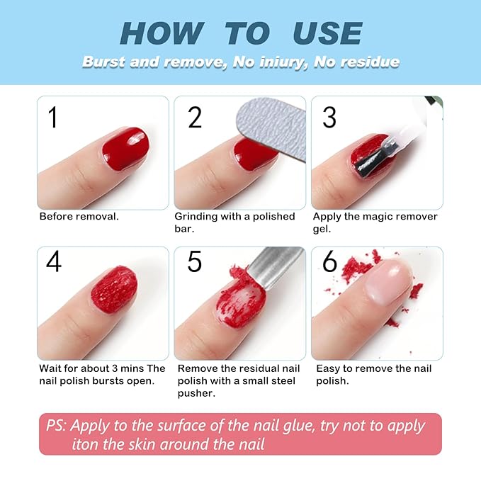 Gel Nail Polish Remover, Nail Polish Remover Tool Removing In 3-5Mins, Professional Remover Gels at Home, No Need Soaking or Wrapping