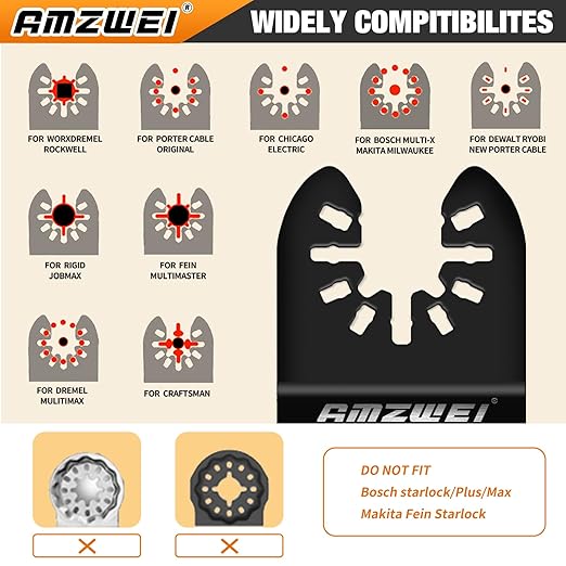 100PCS Titanium Oscillating Tool Blades, Professional Curved Edge Saw Blades Metal Wood Plastic Cuts 4 Types Quick Release Multi Tool Blades Compatible with Dewalt Milwaukee Ryobi Rockwell