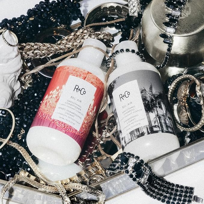 R+Co Bel Air Smoothing Shampoo and Conditioner Set (8.5 Oz) + R+Co Bonus Deluxe Sample (.5 Oz) | Body + Shine + Smoothing for All Hair Types | Vegan + Cruelty-Free |