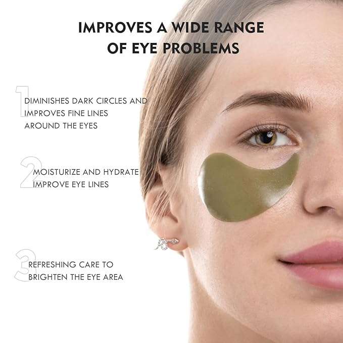 Under Eye Patches for Puffy Eyes, Dark Circles and Wrinkles, 60 Pcs Eye Masks with Rose, Snail and Green Tea Extract to Refresh Your Eye Skin (Green Tea Extract)