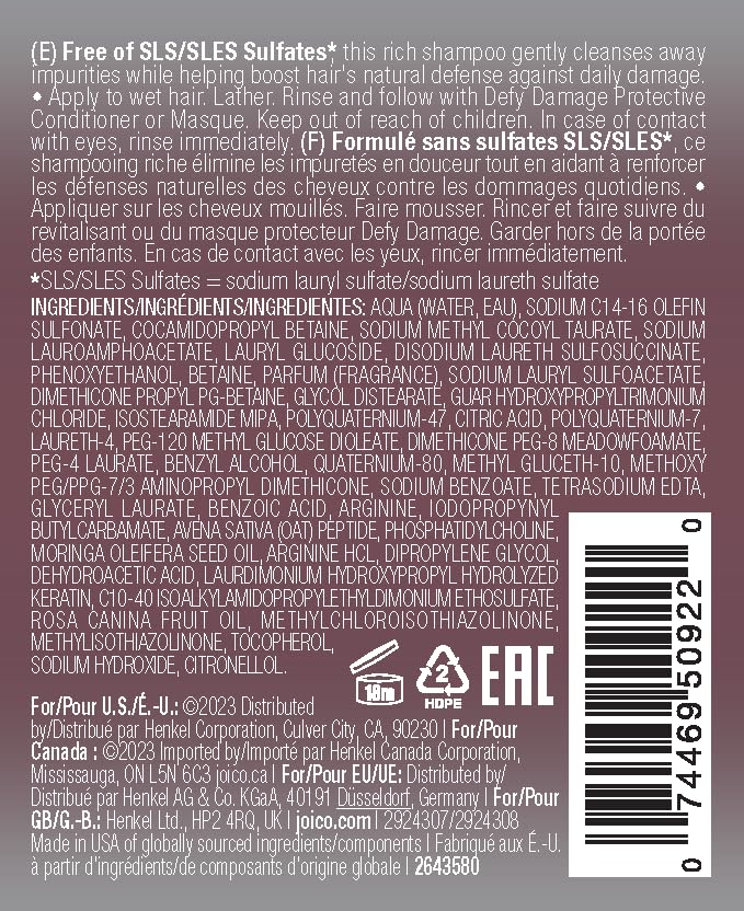 Joico Defy Damage Protective Shampoo | For Color-Treated Hair | Strengthen Bonds & Preserve Hair Color | With Moringa Seed Oil & Arginine | 1.7 Fl Oz