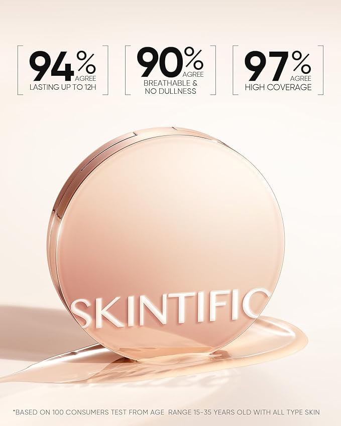 Full Coverage Cushion Foundation, Weightless, Skin Fit, Satin Glow Finish, Oil-Control Waterproof Foundation, Sweatproof Flawless BB Cream CC Korean Makeup,Tattoo Cover Up, Buildable(#22W Sheer Beige)