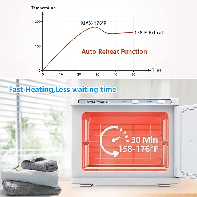 Hot Towel Warmer for Salon Beauty Bathroom Hot Towel Cabinet 2-in-1 Personal 8L Small Capacity owel Warmers Spa, Upgrade Fast Heating Towel Heater Towel Steamer (8L, White)…