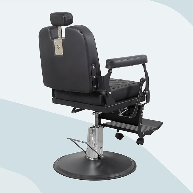 Barber Chair Hair Salon Chair,Heavy Duty 700 LBS, for Hair Stylist Barber Beauty Tattoo Massage(Black Black)