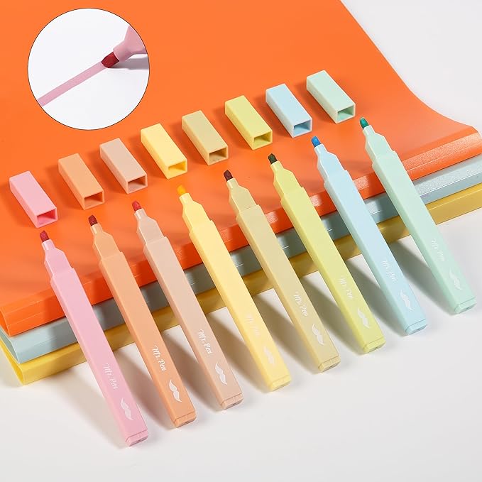 Mr. Pen- Aesthetic Highlighters, 8 Pcs, Chisel Tip, Pastel Colors, Cute Assorted Colors, Bible Highlighters and Pens No Bleed for Bible Pages