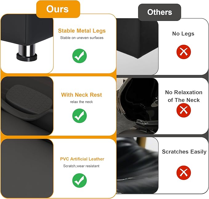 Shampoo Bowl and Chair Set for Salon, Hair Washing Station for Hair Stylist, ABS Backwash Shampoo Bowl Sink with Independent Footrest for Spa Beauty Barbershop(Black+Gold)