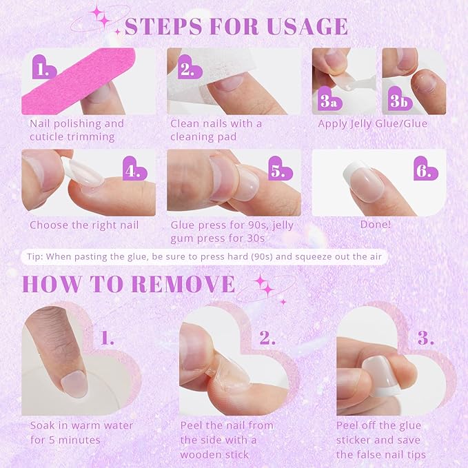 Cat Eye Press on Nails Short, Jofay Fashion Stylish Purple Square Press on Nails, Soft Gel Fake Nails, Reusable & Natural Acrylic False Nails, Stick on Nails for Women Gift, Glue on Nails Kit 32 Pcs