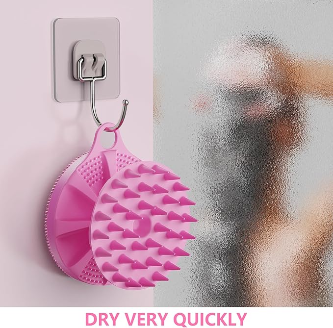 2 in 1 Silicone Brush, BEAUTAIL Body Shower Scrubber and Scalp Hair Massager Shampoo Brush, Deeply Cleanse Skin, Dandruff Removal and Hair Growth, Gentle for Women Men Sensitive Skin, 1 Pack (Lilac)