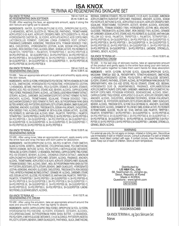 ISA KNOX TE'RVINA AD Regenerating Skincare Set (12.7fl oz) - Hydrating, Nourishing & Firming Toner & Moisturizer Set for Youthful and Radiant Skin, Placenta, Rose Absolute