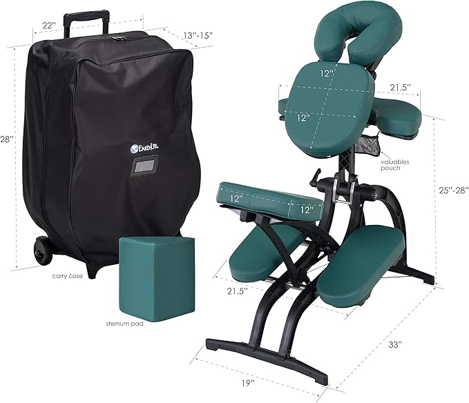 EARTHLITE Portable Massage Chair AVILA II - Premium Folding Spa/Massage/Tattoo Chair incl. Rolling Carry Case