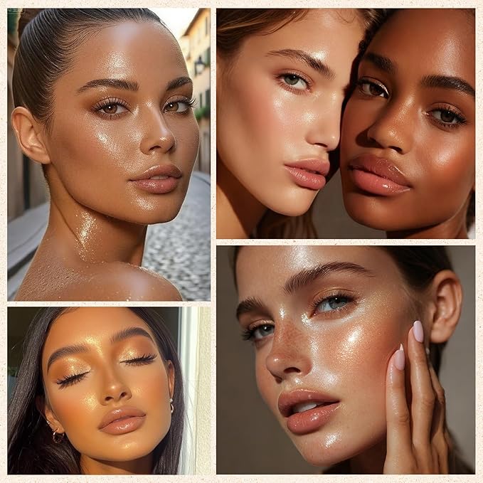 Highlighter Makeup Palette Shimmer Face Body Illuminator Glitter Highlighter Makeup Kit Long Lasting Highly Pigmented Highlighters Makeup Palette #1 Tulip White