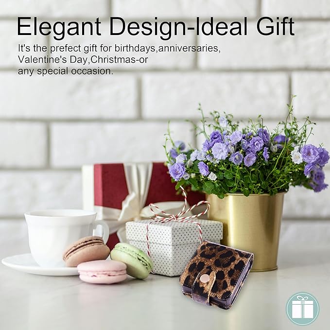 Cockatoo Leather Lipstick Case with Mirror, Women's Portable Lipstick Pouch Travel Cosmetic Bag Can Be Put in Wallet Mini Cosmetic Bag Lipstick Pouch (Glossy Black)