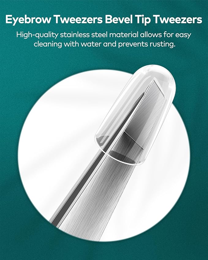 MR.GREEN Tweezers for Facial Hair Women, Professional Precision Eyebrow Tweezers for Women and Men, Stainless Steel Slanted Hair Removal Tweezers, Eyebrow Plucker, Ingrown hair tweezers