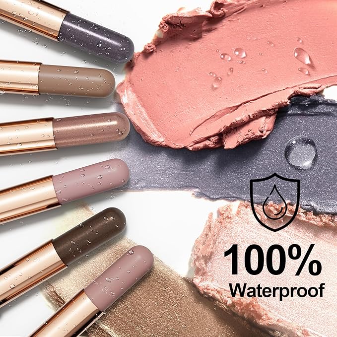 FV Waterproof Eyeshadow Stick Duo,Long-Lasting Cream Eye Shadow Makeup Sets, High Pigmented Eyeshadow Pencil with Matte & Shimmer Finish, Natural Look (Rose & Pearl)