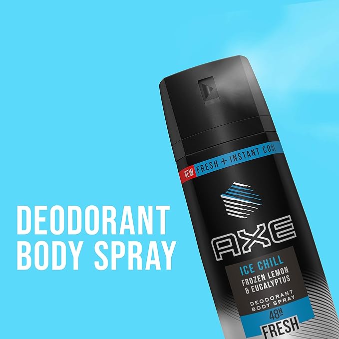 Axe Deodorant Body Spray - Ice Chill - Frozen Lemon & Eucalyptus - Net Wt. 4 OZ (113 g) Per Can - Pack of 2 Cans