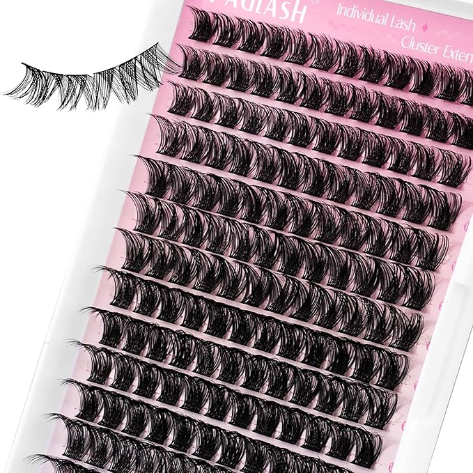 FADLASH Lash Clusters Natural Eyelash Clusters 10-16mm DIY D Curl Cluster Eyelash Extensions Waterproof Individual Lashes with Soft Thin Band for Self Use (YS01, 10-16mm)