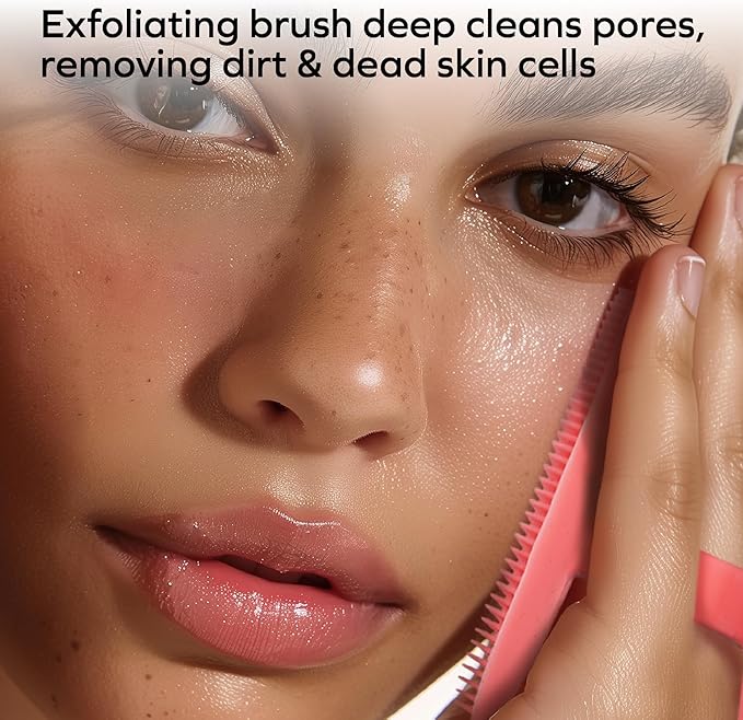 Bella Ciao 6-in-1 Facial Skin Care Products, Makeup Remover, Exfoliating Brush, 4-Piece Blackhead Removal Kit, Complete Skincare Set, Deep Facial Cleansing Brush (Pink)