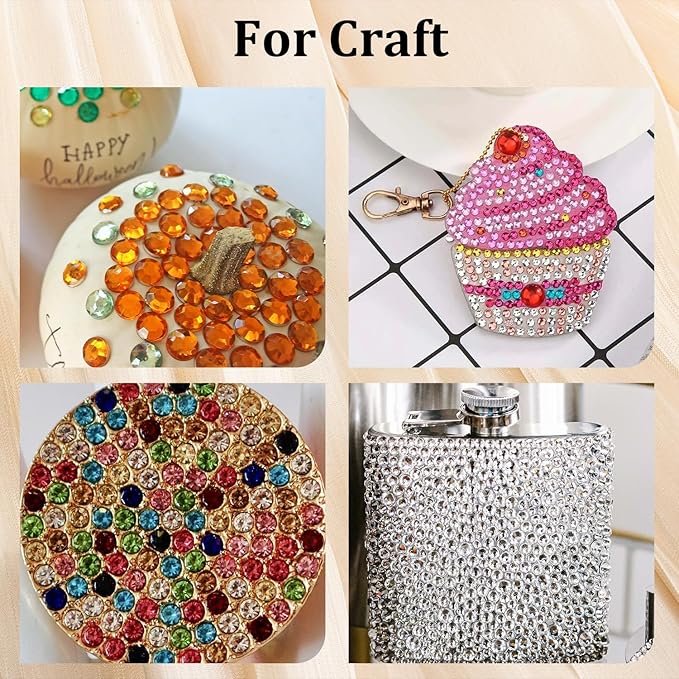 Colorful Face Gems for Makeup Set, Flatback Gorgeous Charming AB Glass Rhinestone with Makeup Glue+Picker Pencil+Tweezer for Eye Body Hair Make-up and Nail Art Deco